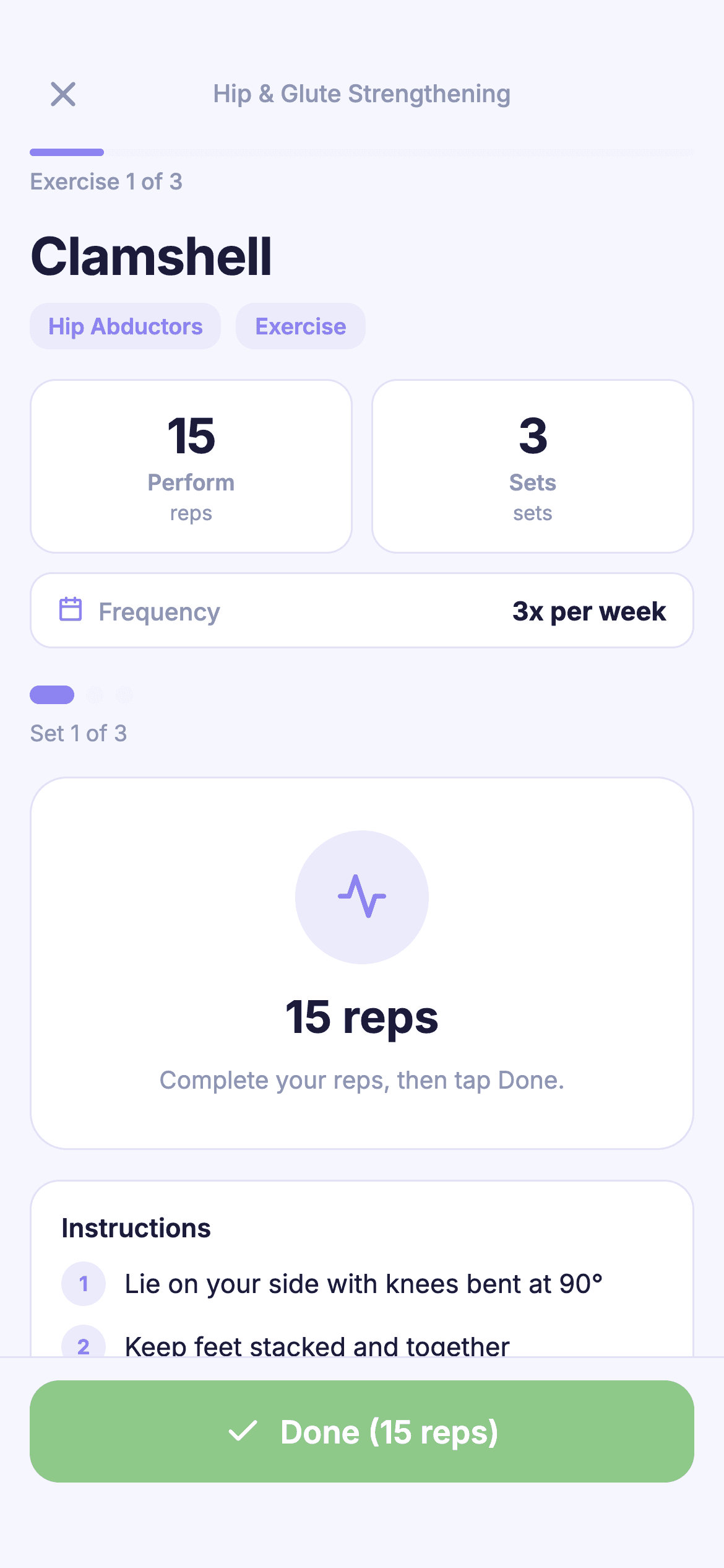 An active Trainwell session laid out step by step